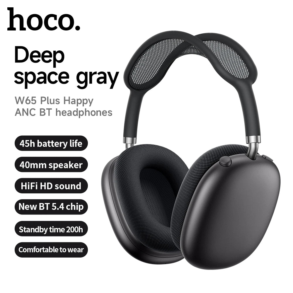 HOCO W65 Plus AirPods Max ANC Noise Reduction Bluetoothe Headphone Over Ear Big Earphones Hifi Headsets With Magnetic Earmuffs by MVEnergo