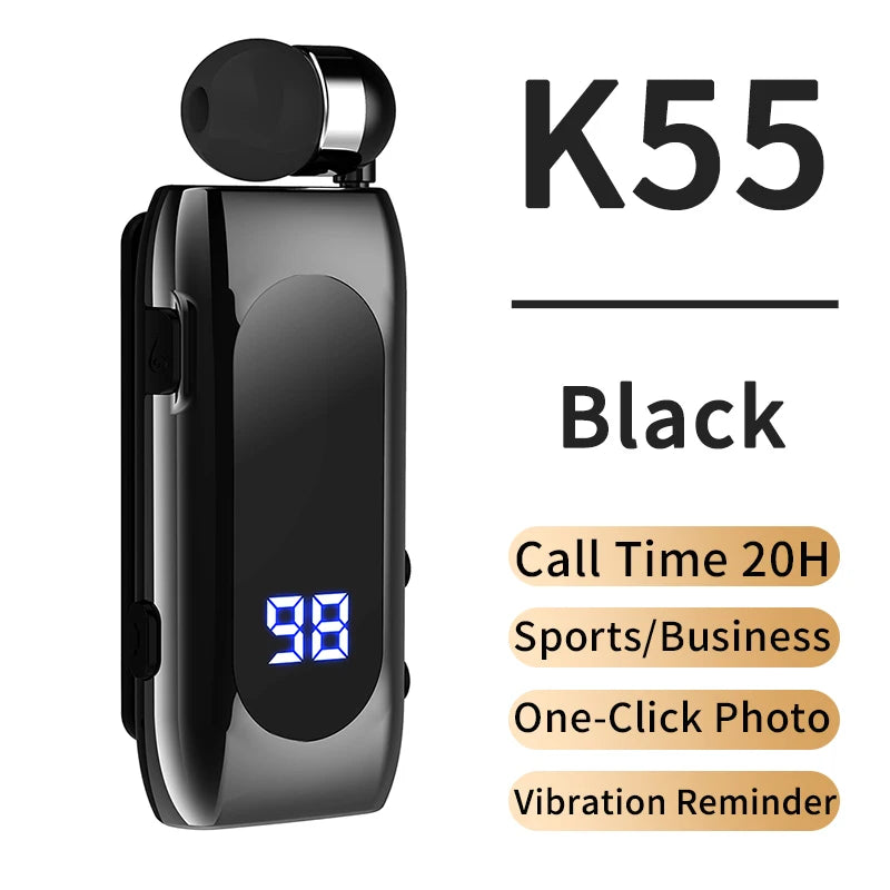 K65 K55 Lavalier Business Bluetooth 5.2 Headphone Talk/Music Time 20 Hours,LED Digital Display,Noice Cancelling Wireless Headset by MVEnergo