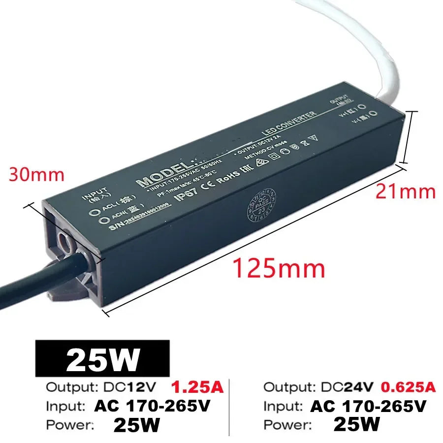 Lighting Transformer Waterproof Power Supply IP67 IP68 AC220V To DC 12V 24V LED Driver 100W 200W 300W 400W 500W Outdoor Adapter by MVEnergo