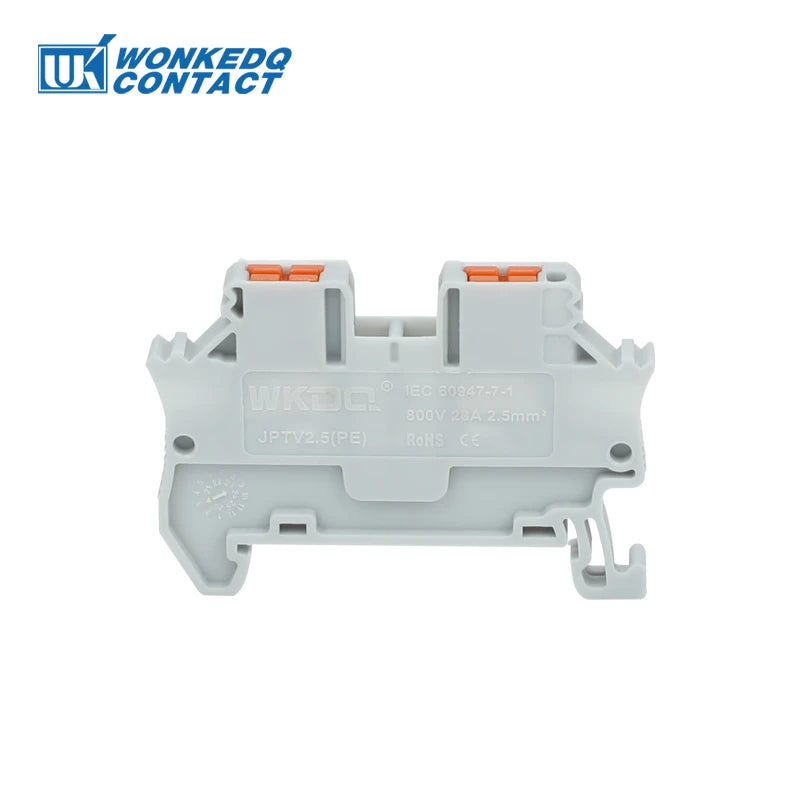 10Pcs PTV 2.5 DIN Rail Terminal Block Side-Entry Push-in Connection 2.5mm² 12 AWG Cable Wiring Electrical Wire Connector PTV2.5