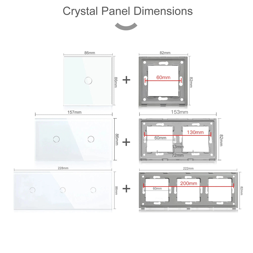 BSEED Wifi 1/2/3Gang Smart Touch Switches 1/2/3Way Wall Light Switches Tuya Smart Life App Control Plus Sockets EU Standard by MVEnergo