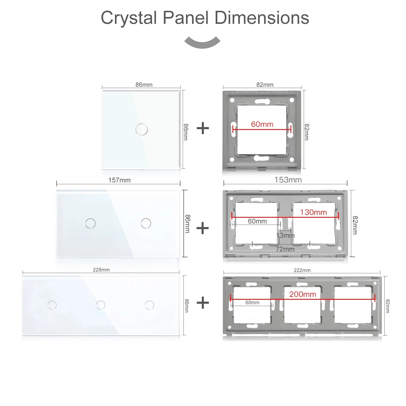 BSEED Wifi 1/2/3Gang Smart Touch Switches 1/2/3Way Wall Light Switches Tuya Smart Life App Control Plus Sockets EU Standard by MVEnergo