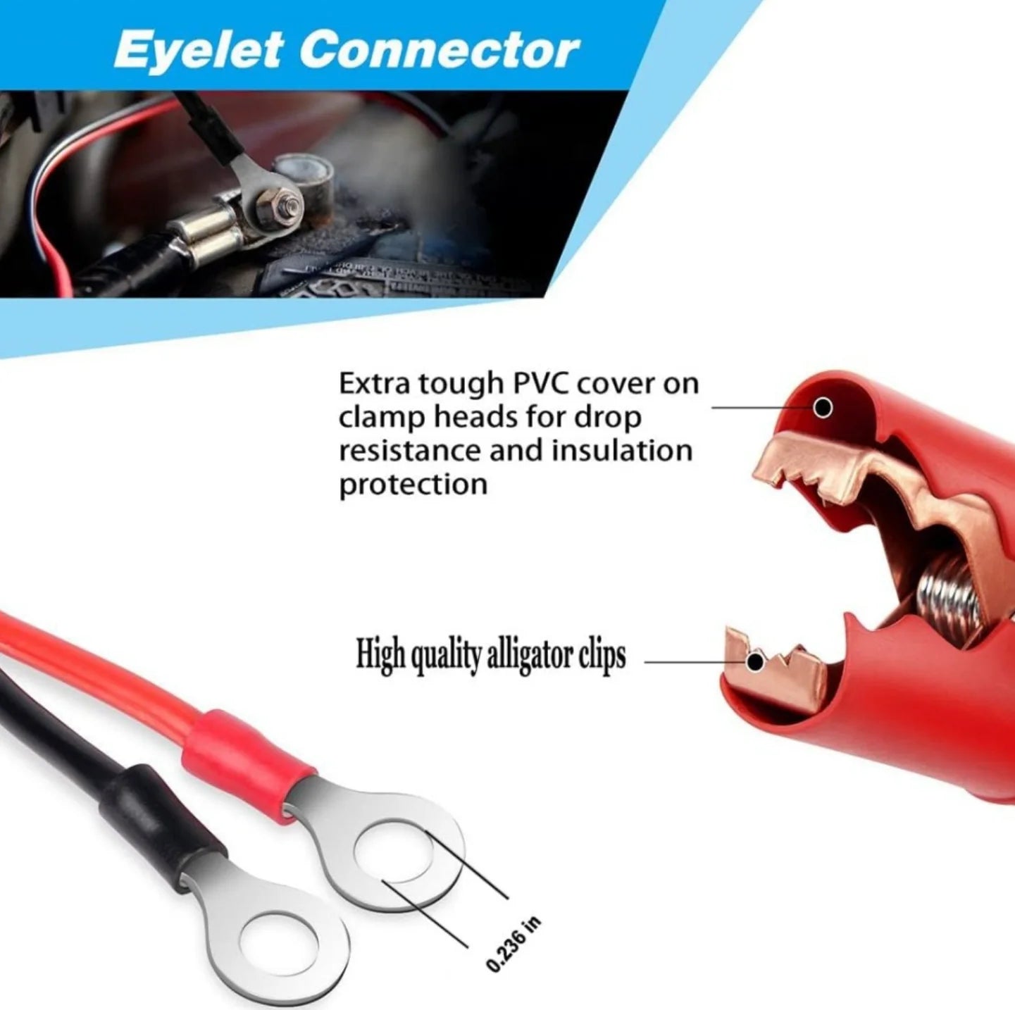 30A Fuse Battery Alligator Clip For Car Extension Cord Quick-Release Adapter Disconnect For Car Motorcycle Battery Clamp Cable by MVEnergo