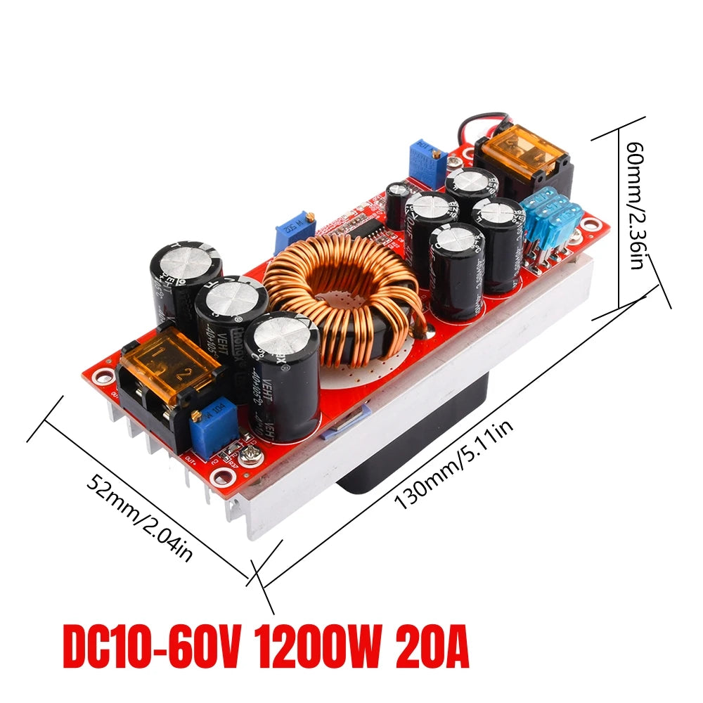1800W 40A 1500W 30A 1200W 20A DC-DC Boost Converter Step Up Power Supply Module 10-60V to 12-90V Adjustable Voltage Charger