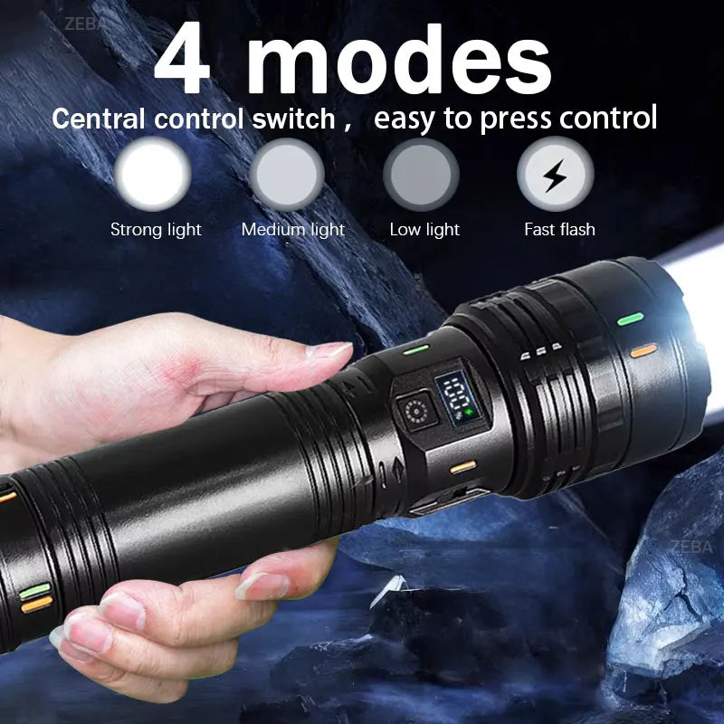 1000000LM High Power LED Flashlight Most Bright Tactical Flashlight Rechargeable Torch Powerful Long Shot 4000m Lamp for Hunting by MVEnergo