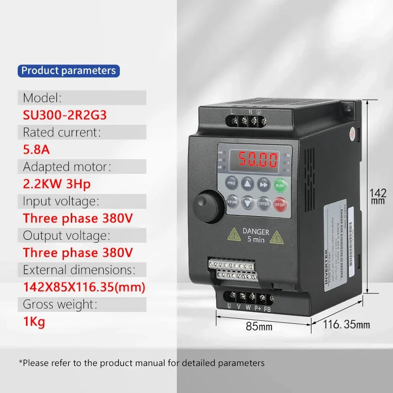 220V 380V 0.75/1.5/2.2/4/5.5KW for Variable Frequency Drive 3 Phase Speed Controller Inverter Motor VFD Inverter by MVEnergo