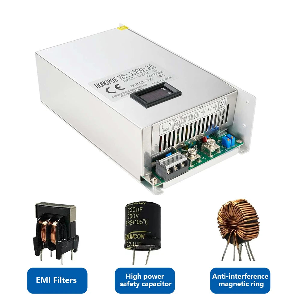 1500W Adjustable Switching Power Supply 0-12V 13.5V 15V 24V 36V 48v 60V 72V 80V 110V 150V 220V 110/220V AC/DC Single Output SMPS