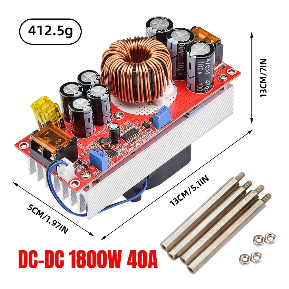 1800W 40A 1500W 30A 1200W 20A DC-DC Boost Converter Step Up Power Supply Module 10-60V to 12-90V Adjustable Voltage Charger