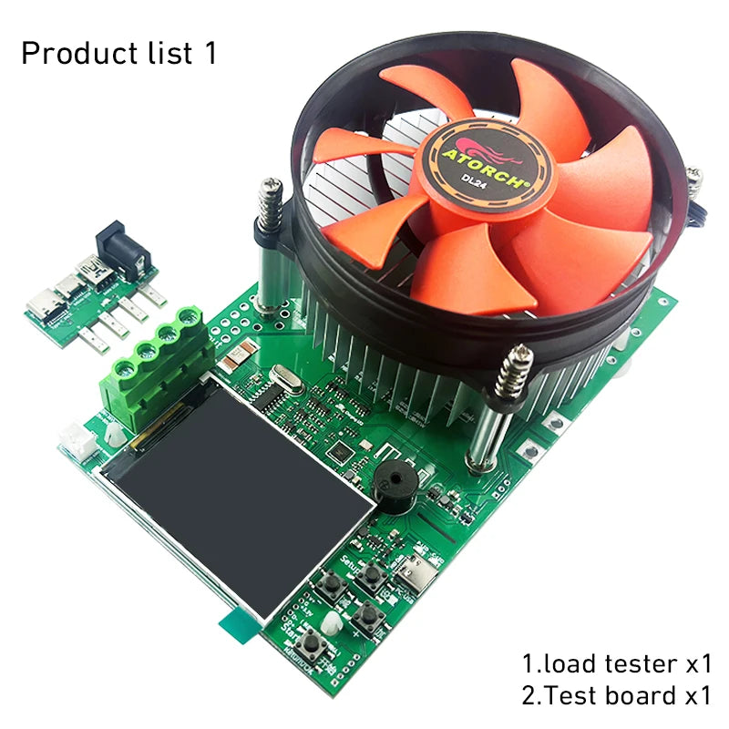 150W 4-wires Battery Capacity Tester 2.4 Inch TFT Color Screen CNC Type Electronic Load Power Discharge Tester with EU Adapter