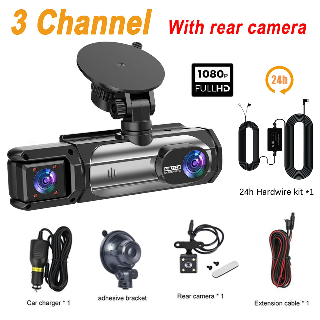 3 Cameraes Dash Cam 1080P Front and rear view camera Night Vision Parking Monit Car DVR 3way Car Video Recorder With Gift by MVEnergo