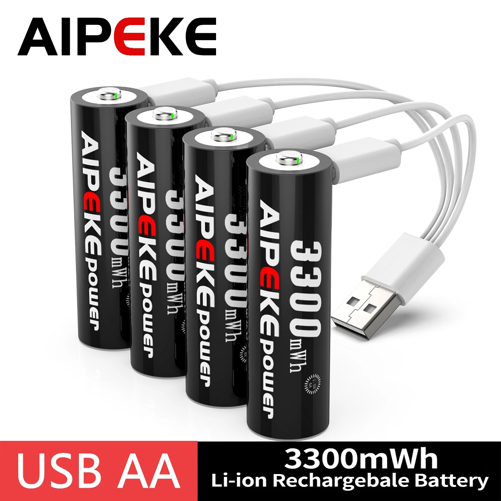 AIPEKE 1.5V 3300mWh Aa rechargeable batteries USB Type-C aa Rechargeable Lithium Battery for Hunting Camera Remote Control Mouse by MVEnergo