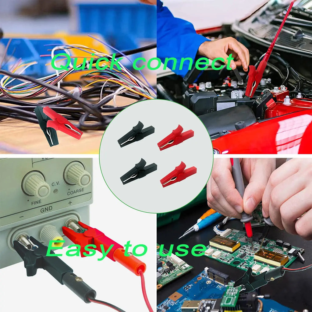 Alligator Clip with Banana Plugs Set No Welding Fully Insulated Safety Electrical Test Crocodile Clips Connector for Multimeter by MVEnergo