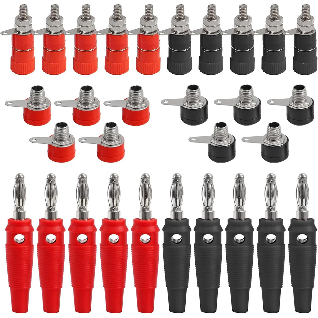 Binding Posts Terminals 4mm Banana Plug Socket Red and Black Gold Plated 4mm Female and Male Banana Plugs Banana Socket Terminal by MVEnergo