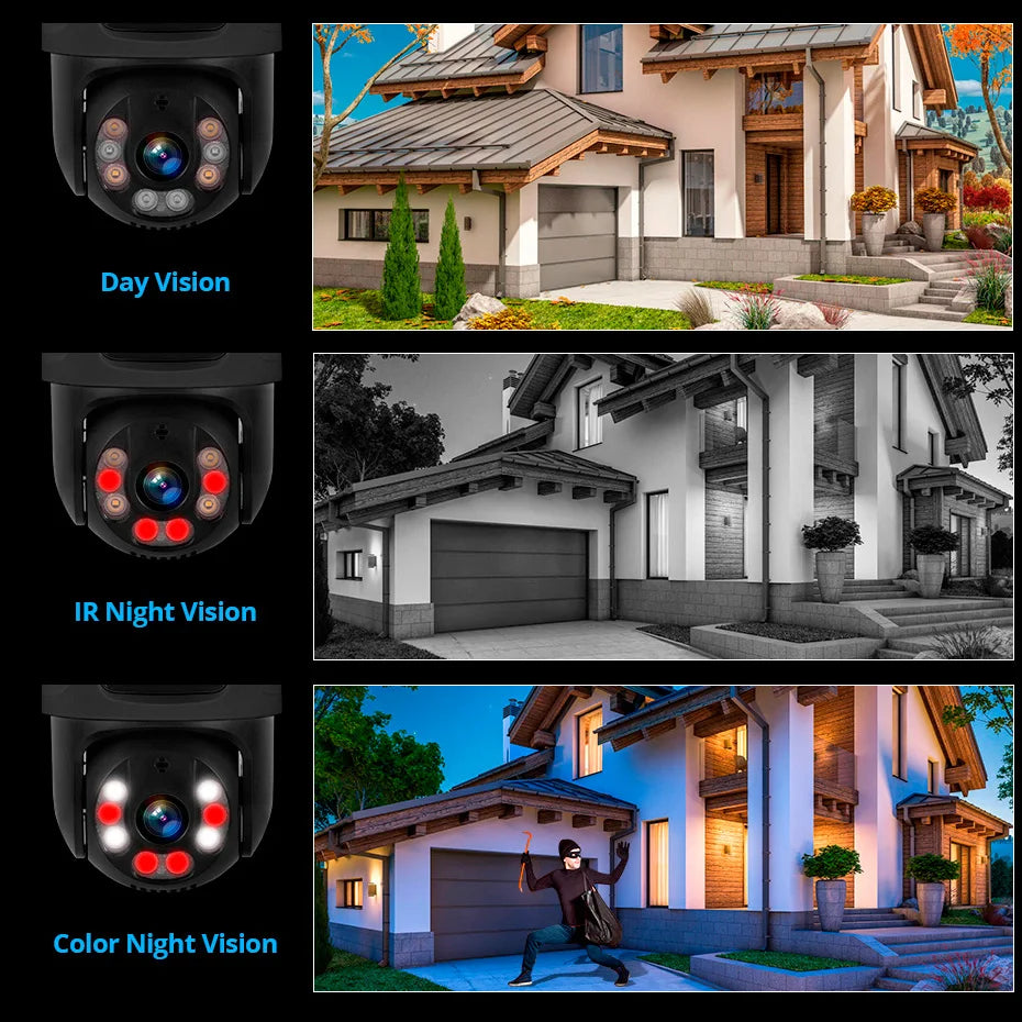 KERUI Waterproof 6MP HD POE Surveillance Camera System Dual Lens PTZ WIFI IP Home Security 4CH 8CH POE NVR Video H.265 CCTV Kit by MVEnergo