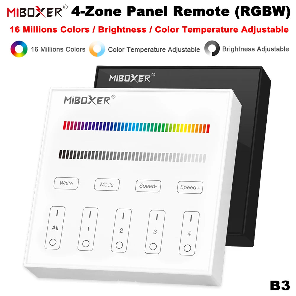 MiBoxer B0 B1 B2 B3 B4 B5 B8 T1 T2 T3 T4 P0 P1 P2 P3 P4 Brightness/CCT/RGB/RGBW/RGBCCT 2.4G Smart Panel Remote Controller Dimmer