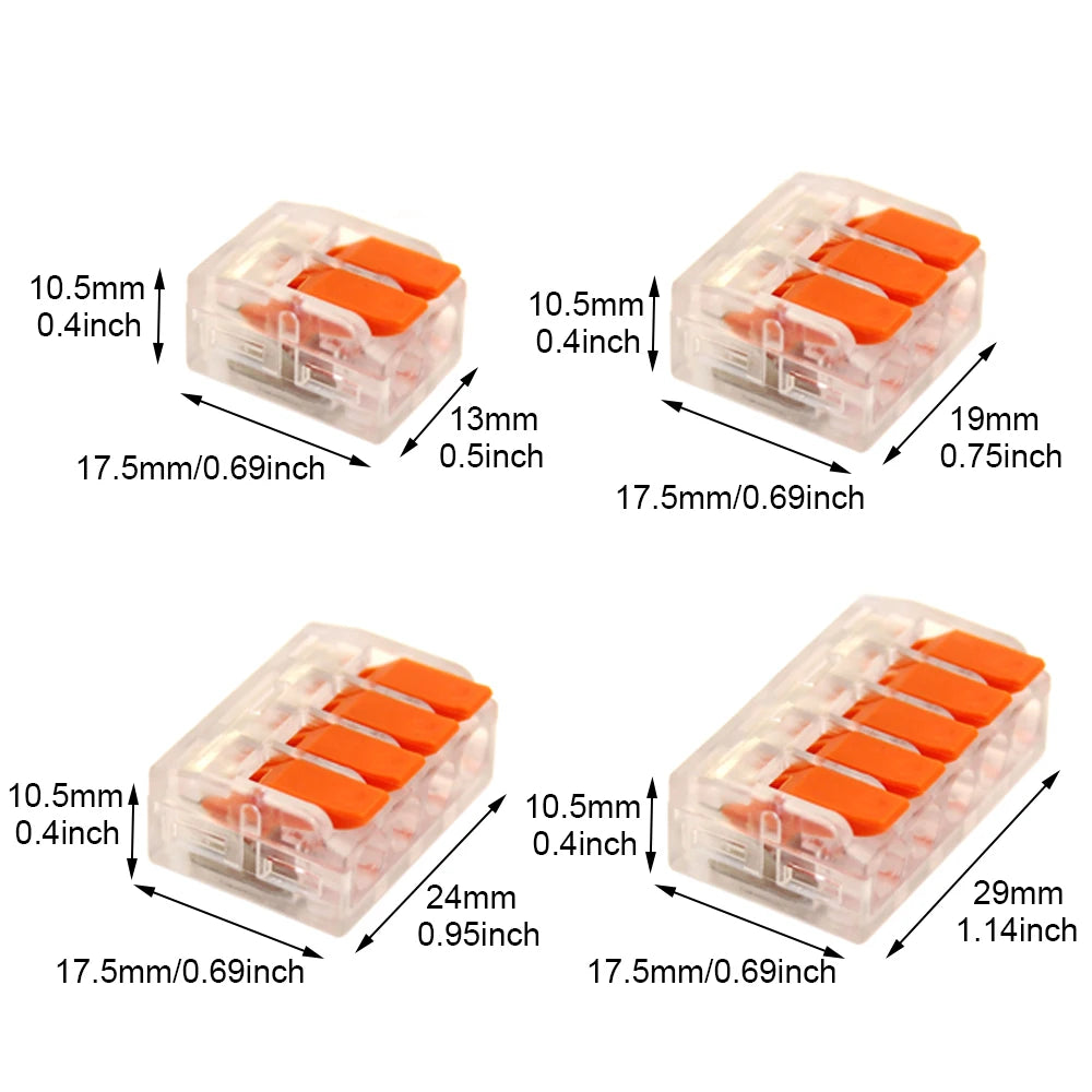 20/90pcs Box Electrical Lever Wire Connectors 2 Port 3 Port 5 Port Electric Cable Clamp Mini Quick Wire Terminal Connector