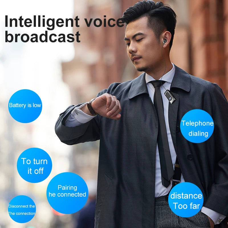 K55 Lavalier Business Bluetooth 5.2 Headphone Talk/Music Time 20 Hours,LED Digital Display,Noice Cancelling Wireless Earphones by MVEnergo