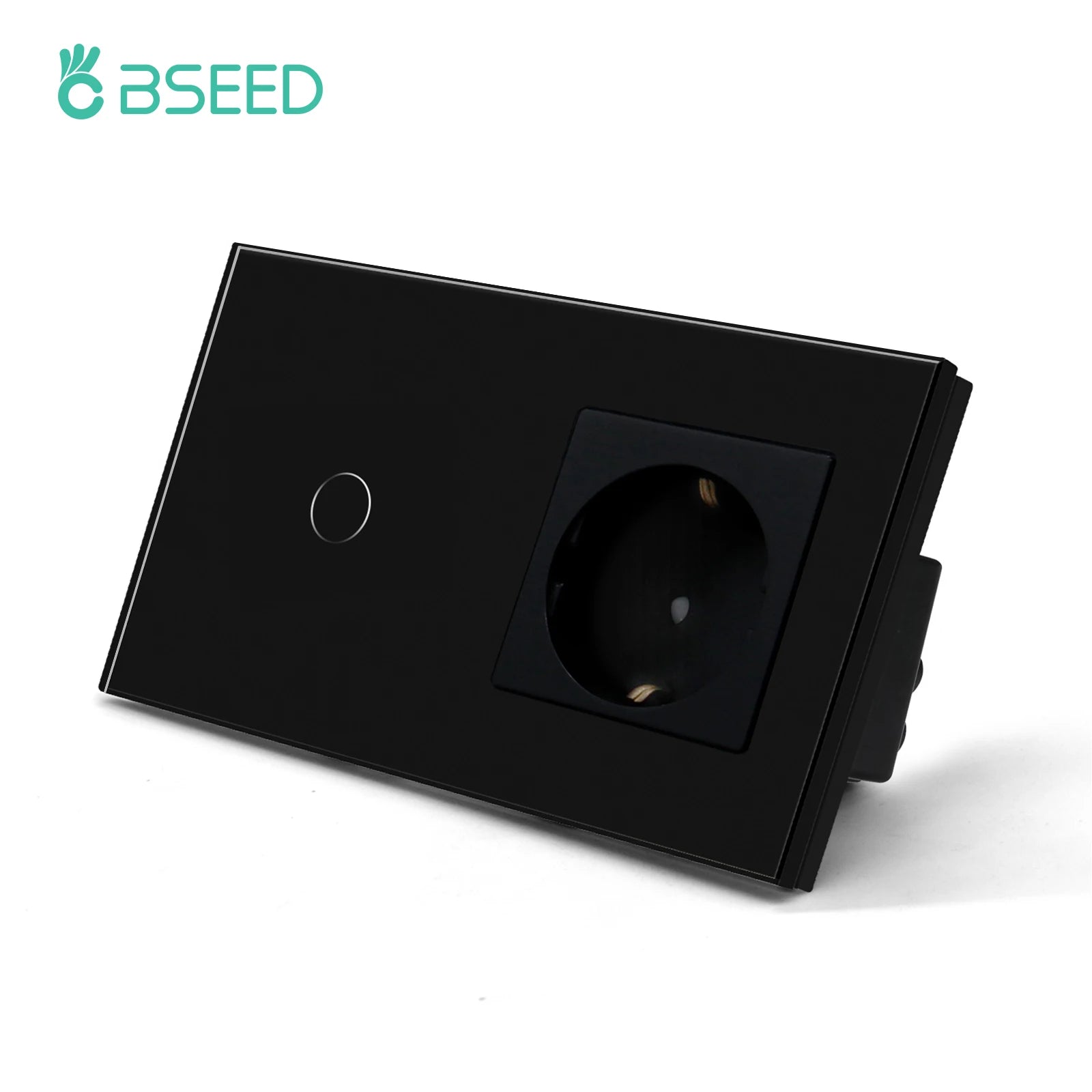 BSEED Single EU Glass Socket With USB Wall Sockets Double Electric Sockets Triple Power Outlets USB Type-C Ports Black 16A by MVEnergo
