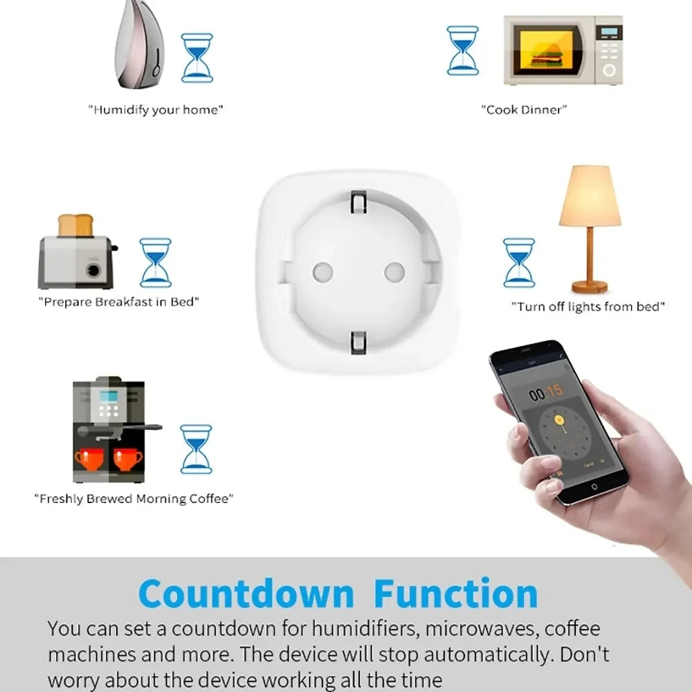 TNCE Tuya 16A/20A WiFi/Zigbee3.0 Smart Socket EU Smart Plug With Power Monitoring Timing Function Work With Alexa