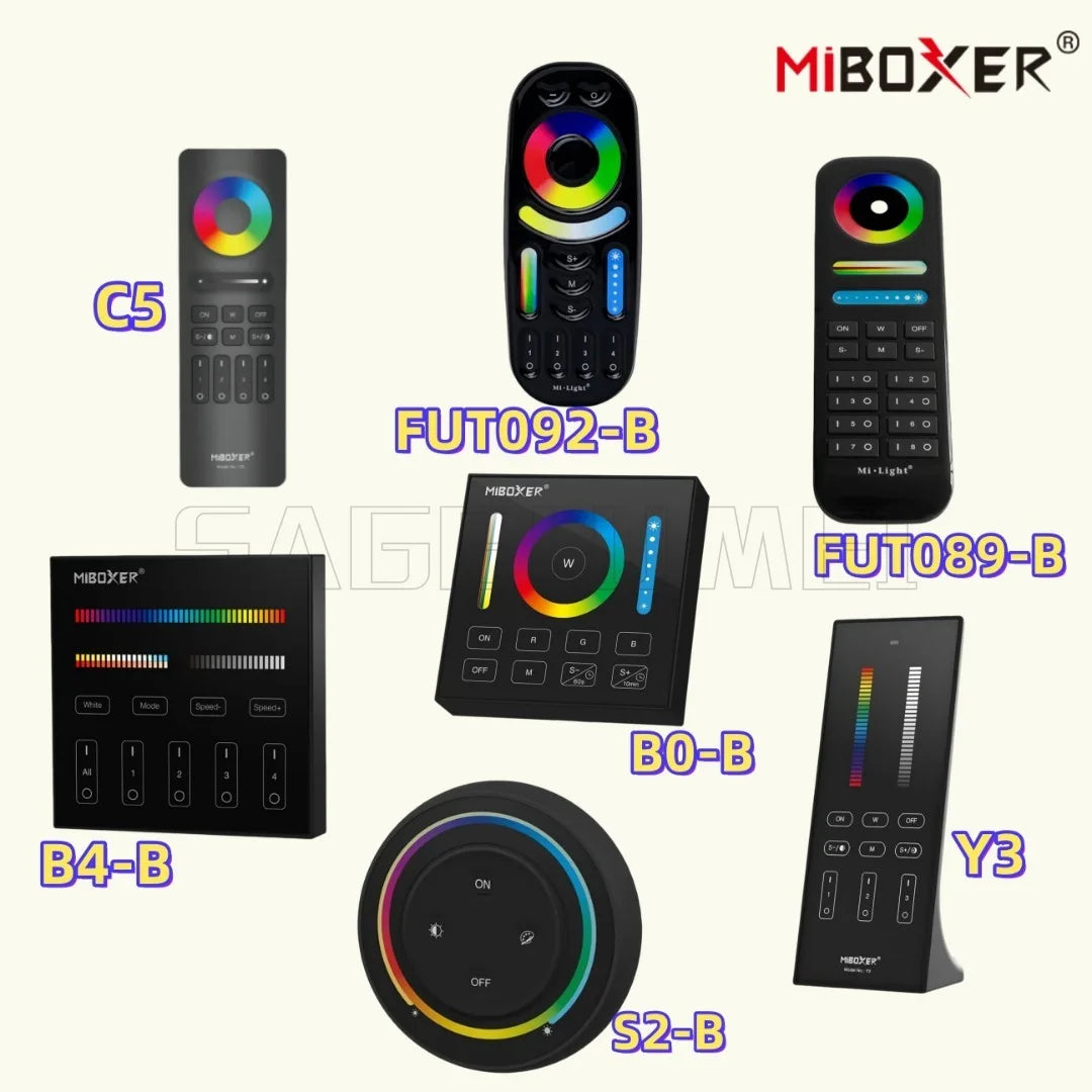 MiBoxer 2.4G Wireless RGBCCT LED Panel Remote FUT100 FUT092 FUT092B FUT088 FUT089 FUT089B FUT089S B3 T3 B4 T4 B0 B8 S2W+ C5 Y3