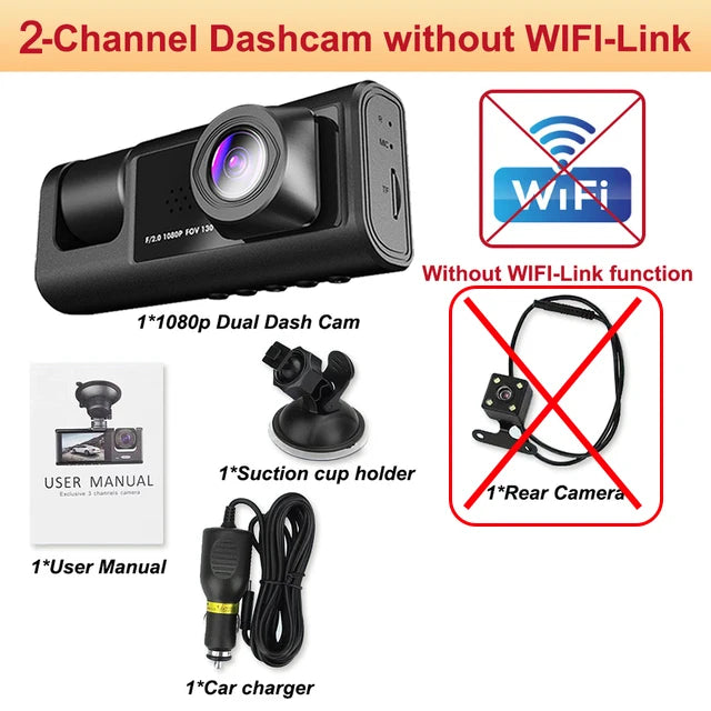 Dash Cam for Cars WIFI APP Car DVR 2/3lens Front Camera Video Recorder Rear View Camera for Vehicle Black Box Car Assecories by MVEnergo