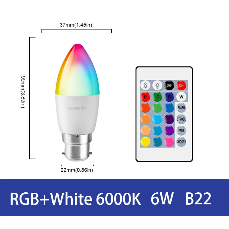 LED RGB Lamp Spotlight Bulb AC220-240V Bombillas LED E27 E14 GU10 B22 6W 10W IR Remote Control Led Smart RGBW Lamp Home Decor by MVEnergo