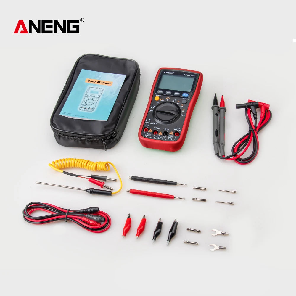 ANENG AN870 Profesional Digital Multimeter 19999 Counts True Rms AC/DC Voltage Current NCV Transistor Accurate Auto Range Tester by MVEnergo
