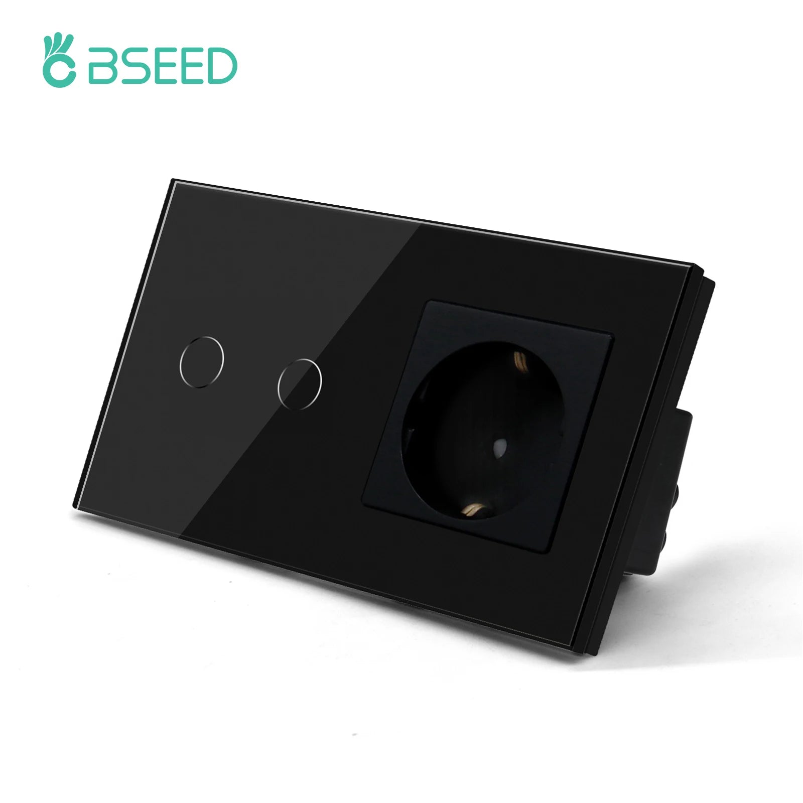 BSEED Single EU Glass Socket With USB Wall Sockets Double Electric Sockets Triple Power Outlets USB Type-C Ports Black 16A by MVEnergo