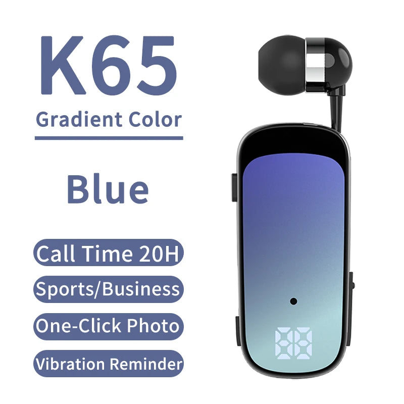 K65 K55 Lavalier Business Bluetooth 5.2 Headphone Talk/Music Time 20 Hours,LED Digital Display,Noice Cancelling Wireless Headset by MVEnergo