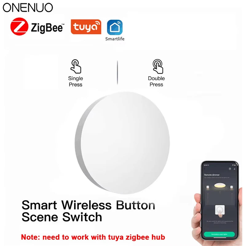 Tuya ZigBee Button Scene Switch Intelligent Linkage Smart Switch Battery Powered Automation Work With Smart Life Zigbee Devices by MVEnergo