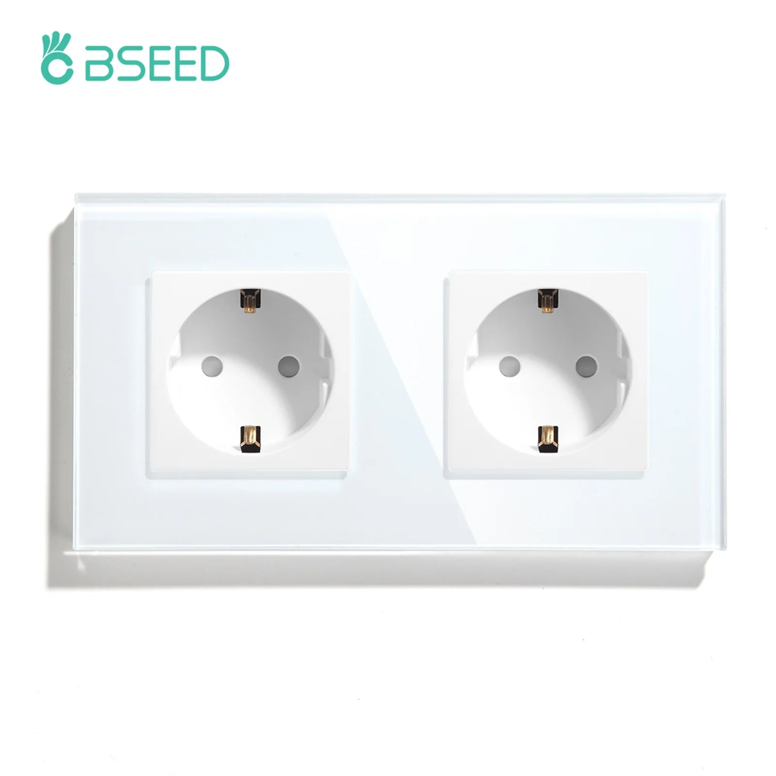 Bseed EU Russia Socket 16A Electric Wall Socket Tempered Glass Crystal Panel 2 Colors Electrical Outlet Home Improvement by MVEnergo