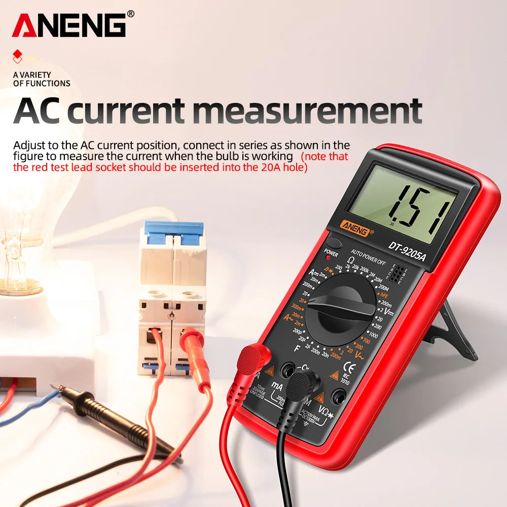 ANENG DT9205A Digital Profesional Multimeter AC/DC Voltage Current Test Capacitance NCV Resistance Ohm Electrical Test Meter Too by MVEnergo