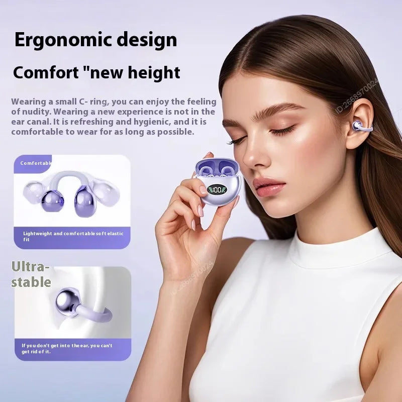 Xiaomi Wireless Bluetooth Q71 Clip-on Earphones High Sound Quality Earbuds Led Display Headphones Music Sports Headset by MVEnergo