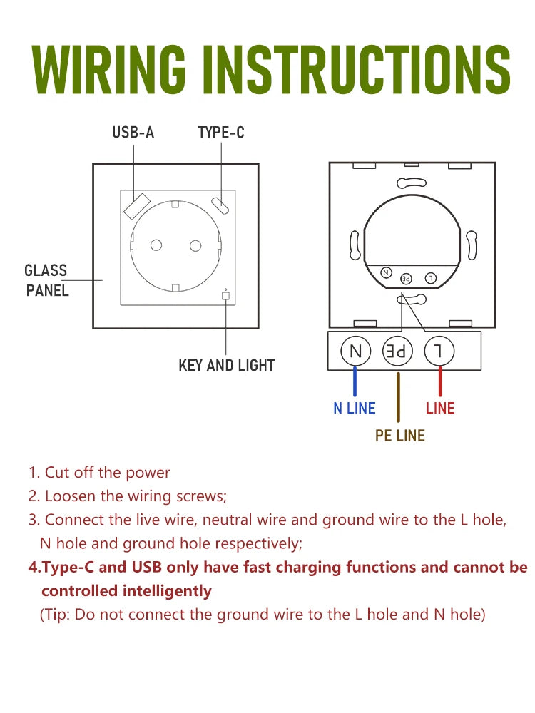 Wifi Smart Sockets Type-c USB Fast Charging Timing Function EU Socket Work With Tuya  Alice Alexa 220V Wall Socket
