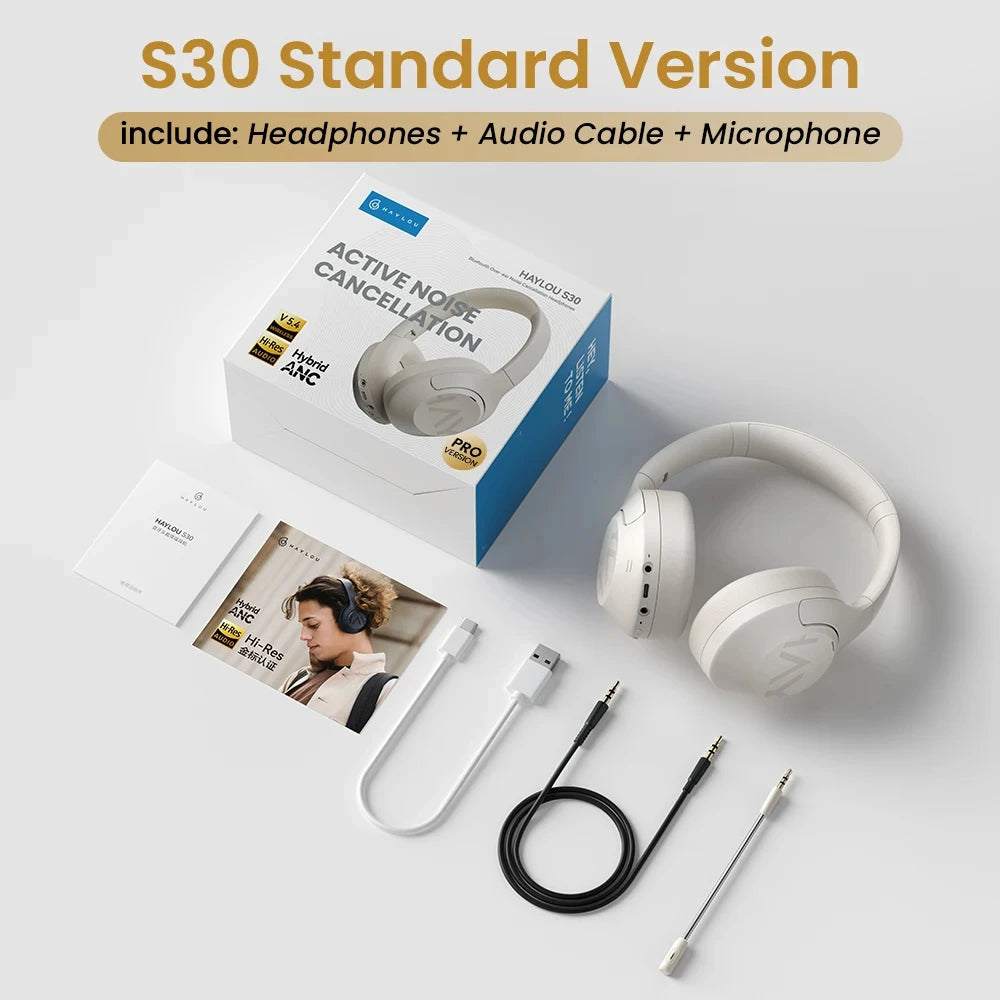 HAYLOU S30 Wireless Bluetooth 5.4 Headphones 43dB Adaptive Noise Cancelling Headsets 40mm Driver 80H Playtime Earphones by MVEnergo