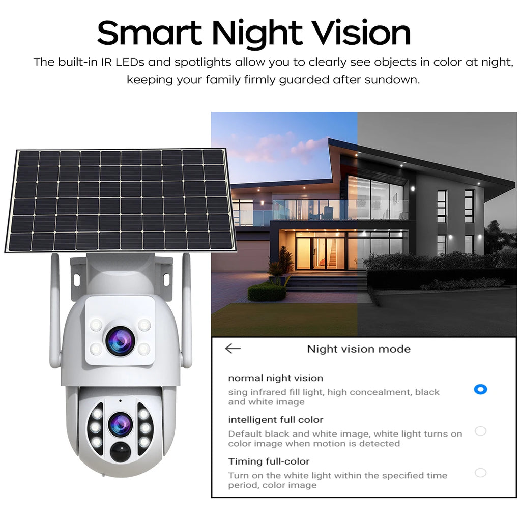 JOOAN 4K Solar Security Camera Wireless Outdoor Dual Lens Solar IP Camera PIR Human Detection Night Vision Battery CCTV Camera by MVEnergo