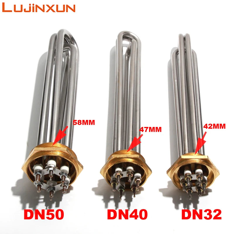 LUJINXUN Electric Water Heater DN32 DN40 DN50 Immersion Heating Element SUS304 220V Tubular Booster 3KW 4.5KW 6KW 9KW 220V 12KW by MVEnergo