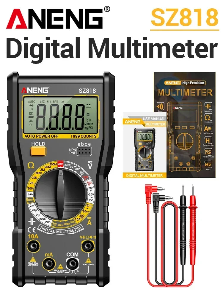 ANENG Intelligent Digital Multimeter Automotive Voltage Triode Tester SZ818+BT173 9V/12V Battery Digital Display Detector Tools by MVEnergo