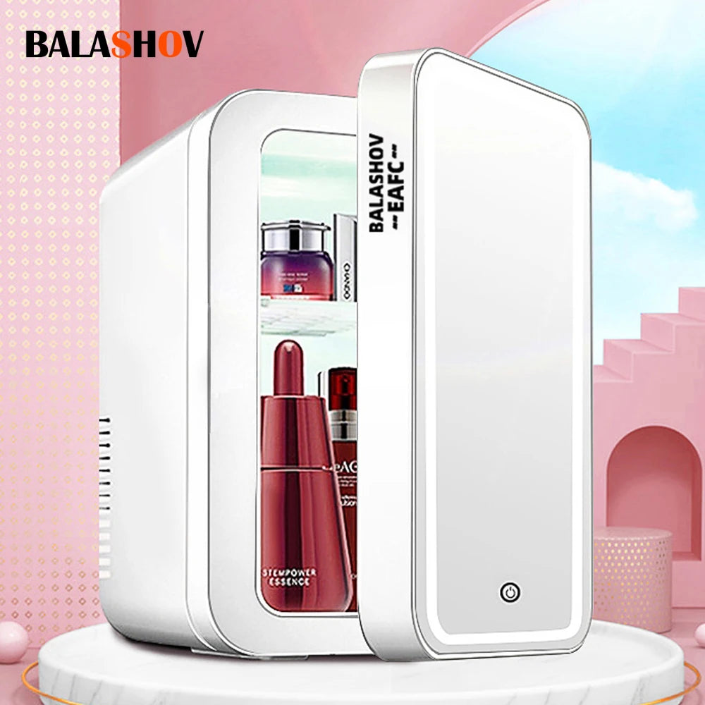4L Mini Makeup Fridge WIth LED Light Mirror Portable Cosmetic Storage Refrigerator Keep fresh Cooler for Home Car Dual Use by MVEnergo