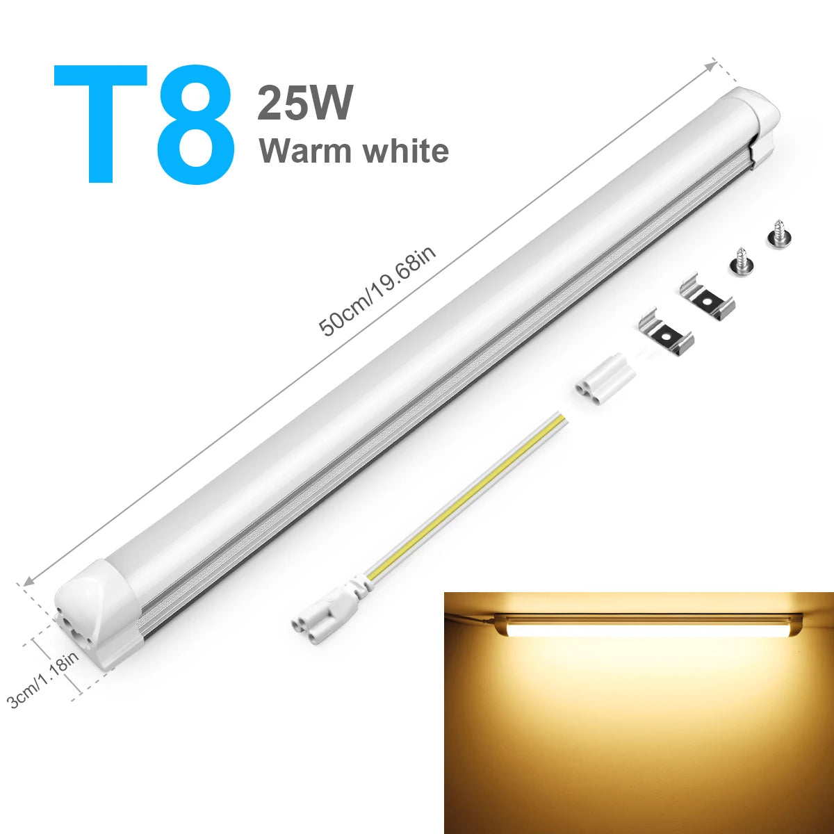 50CM T5 T8 Aluminum LED Light Tube 15W 25W LED Lamp Tube 220V For Desk Work Shop Garage Warehouse Kitchen Cabinet Lighting by MVEnergo