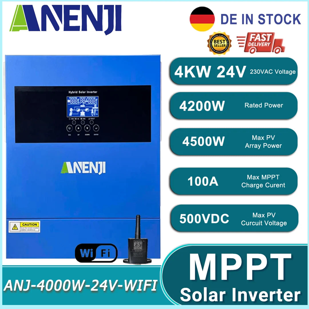 11KW 6.2KW 4KW 2KW Hybrid Solar Inverter 48V 24V With 60A 100A 160A MPPT Charge Controller 220V  with WIFI Support BMS