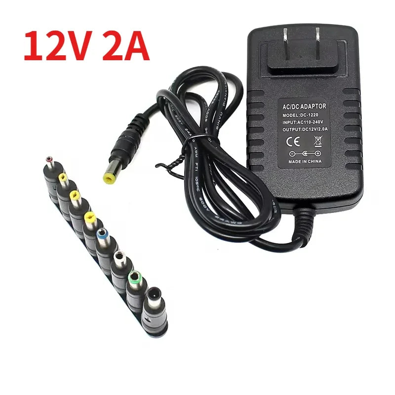 DC 5V 6V 9V 12V 2A Power Supply Adapter Charger AC 110V 220V AC DC Power Adapters DC Plug Converter EU US with 8pcs Connect Plug by MVEnergo