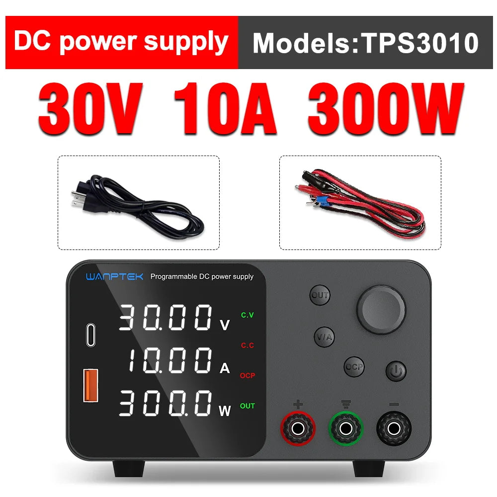 Wanptek Adjustable DC power supply 30V 10A 60V 5A Lab Bench Power Source Stabilized Power Supply Voltage Regulator Switch 120V3A by MVEnergo