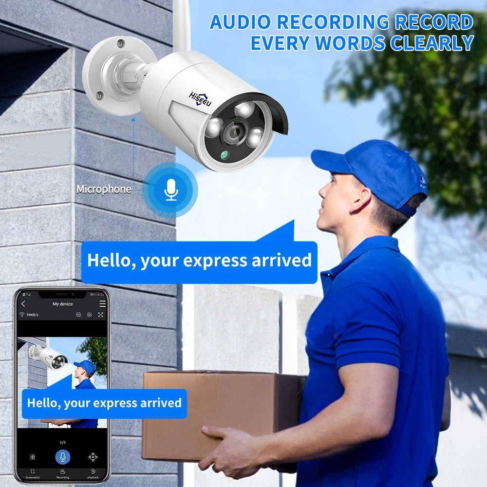 Hiseeu 3/5MP WiFi CCTV Camera Security System IR Night Vision Bullet Camera Set 10CH NVR Wireless CCTV Surveillance System by MVEnergo