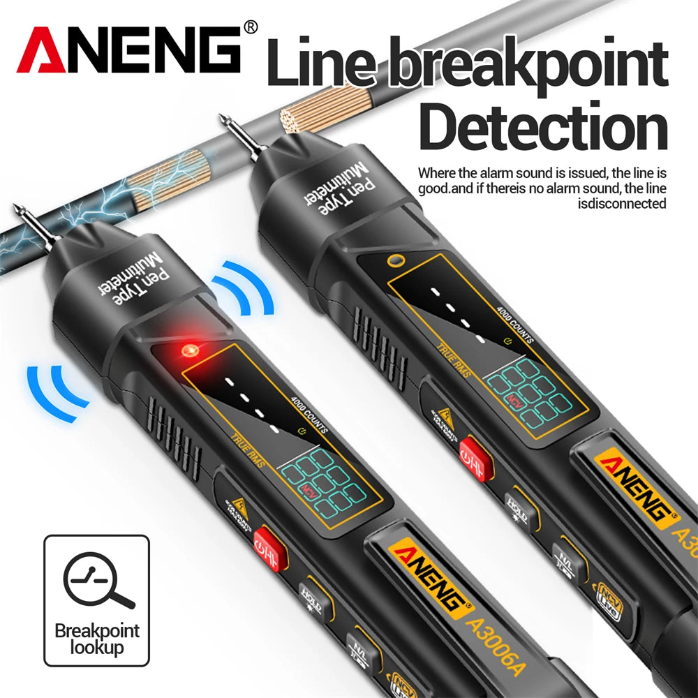 Smart Pen Multimeter NCV Voltage Tester 4000 Count ANENG A3006A Automotive Repair 600V AC/DC Electrician DIY Auto-Detection Tool by MVEnergo