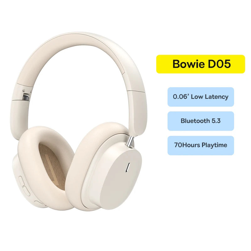 Baseus Wireless Headphones Bluetooth 5.3 HIFI Level Earphone 40mm Driver Foldable Over Ear Headsets 70H Playtime Spatial Audio by MVEnergo