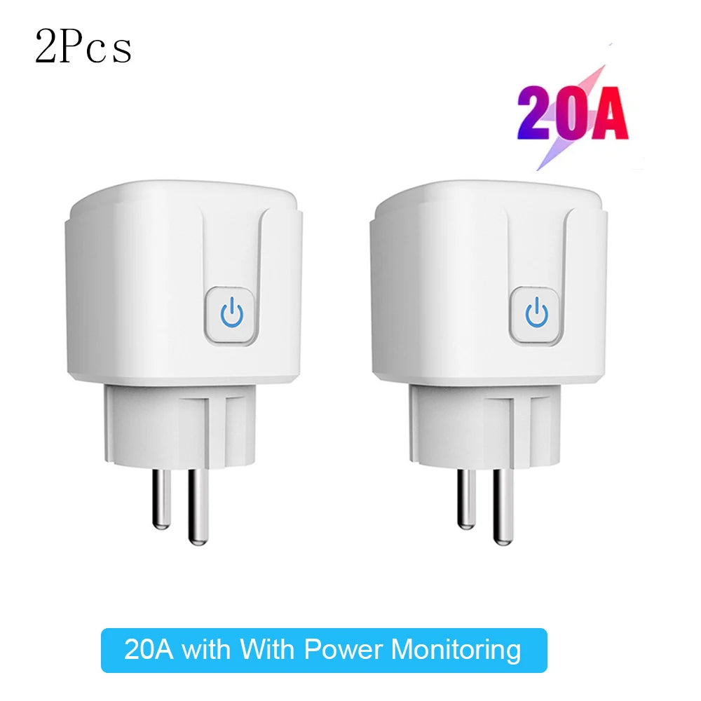 Tuya 16A,20A Smart Plug WiFi Socket EU Power Monitoring Timing Function Works with Alexa, Google Home, Alice, Smart Life Home by MVEnergo