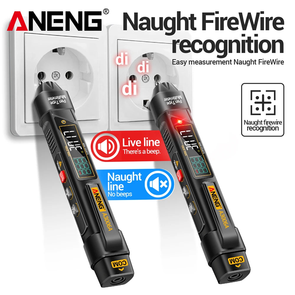 Smart Pen Multimeter NCV Voltage Tester 4000 Count ANENG A3006A Automotive Repair 600V AC/DC Electrician DIY Auto-Detection Tool by MVEnergo