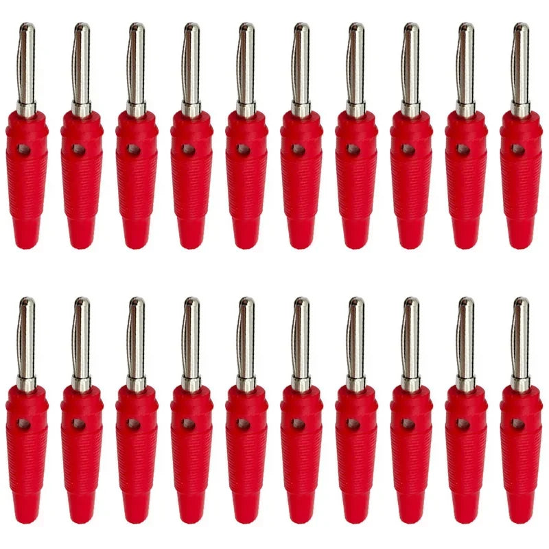 20/100PCS 4mm Banana Plug Connectors Red & Black Stackable High-Current Insulated Plugs with Screw Terminals for Speakers & Lab