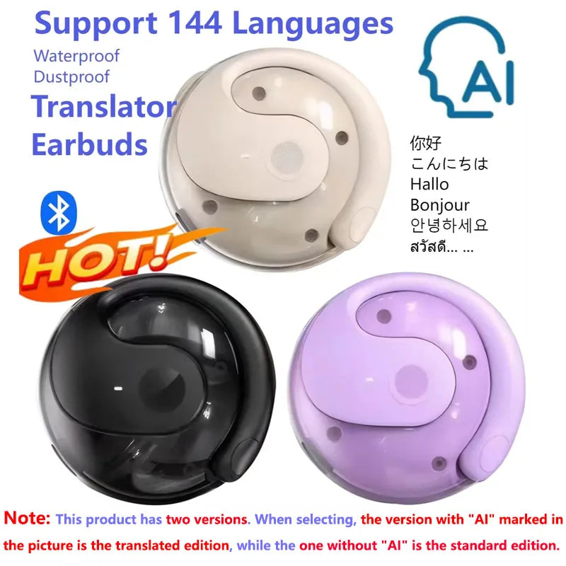 144-Language AI Translation Headphones: Wireless Ear-Hook Style for Real-Time Communication During Travel by MVEnergo